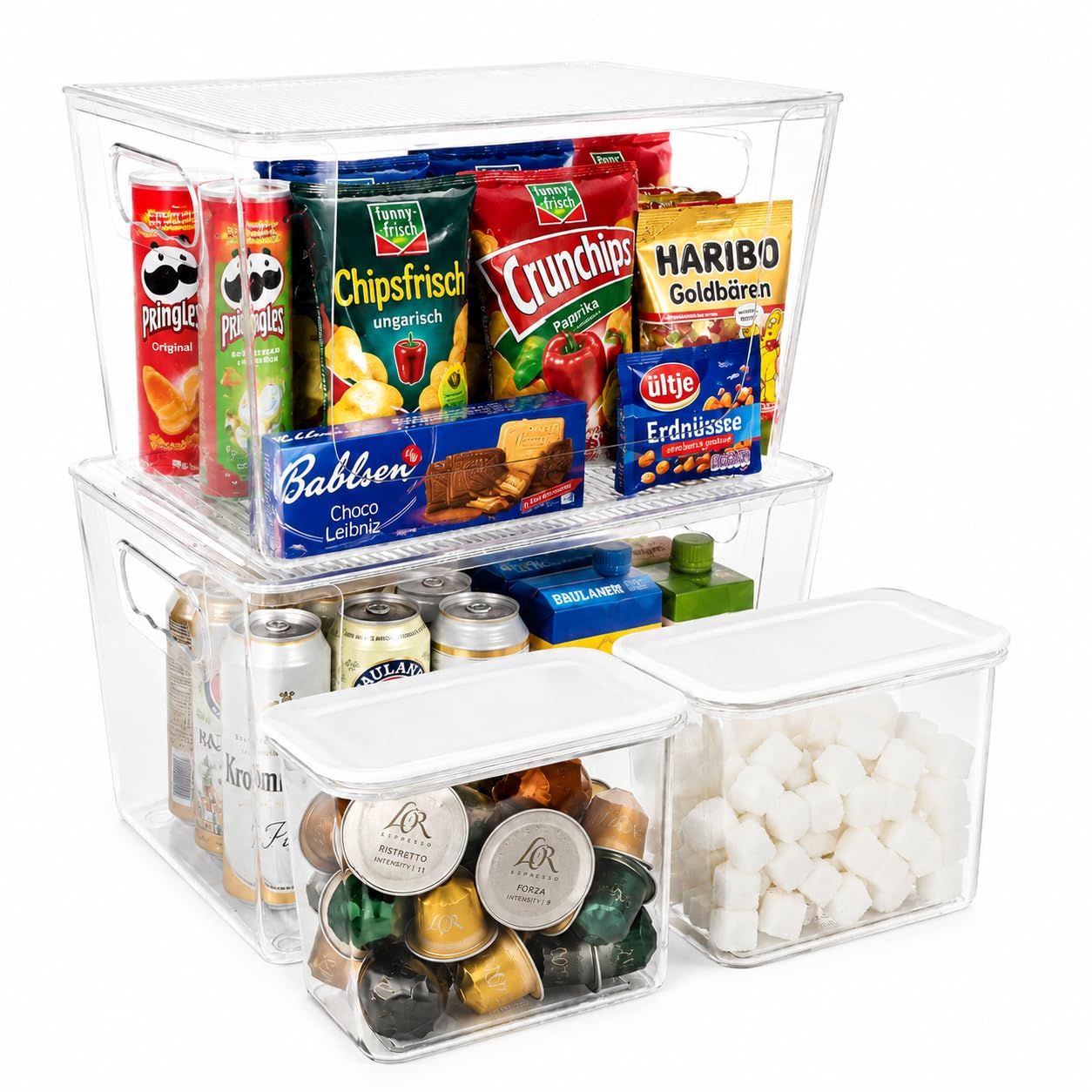 Under-Sink Bin Set with Bamboo Lids, 4 Piece
