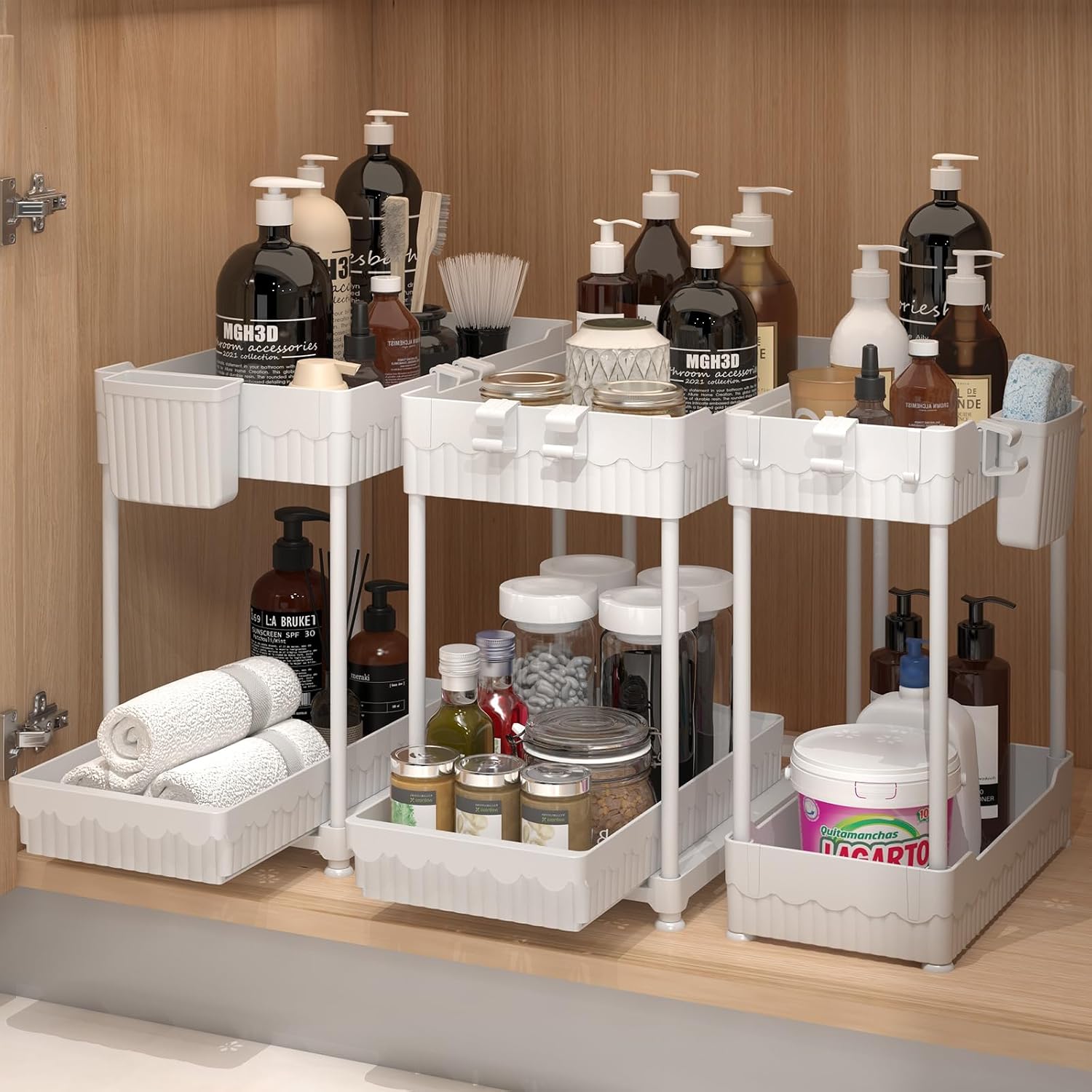 Under-Sink Organiser with Sliding Drawer, 3 Pack