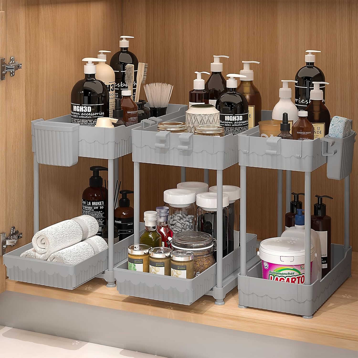 Under-Sink Organiser with Sliding Drawer, 3 Pack