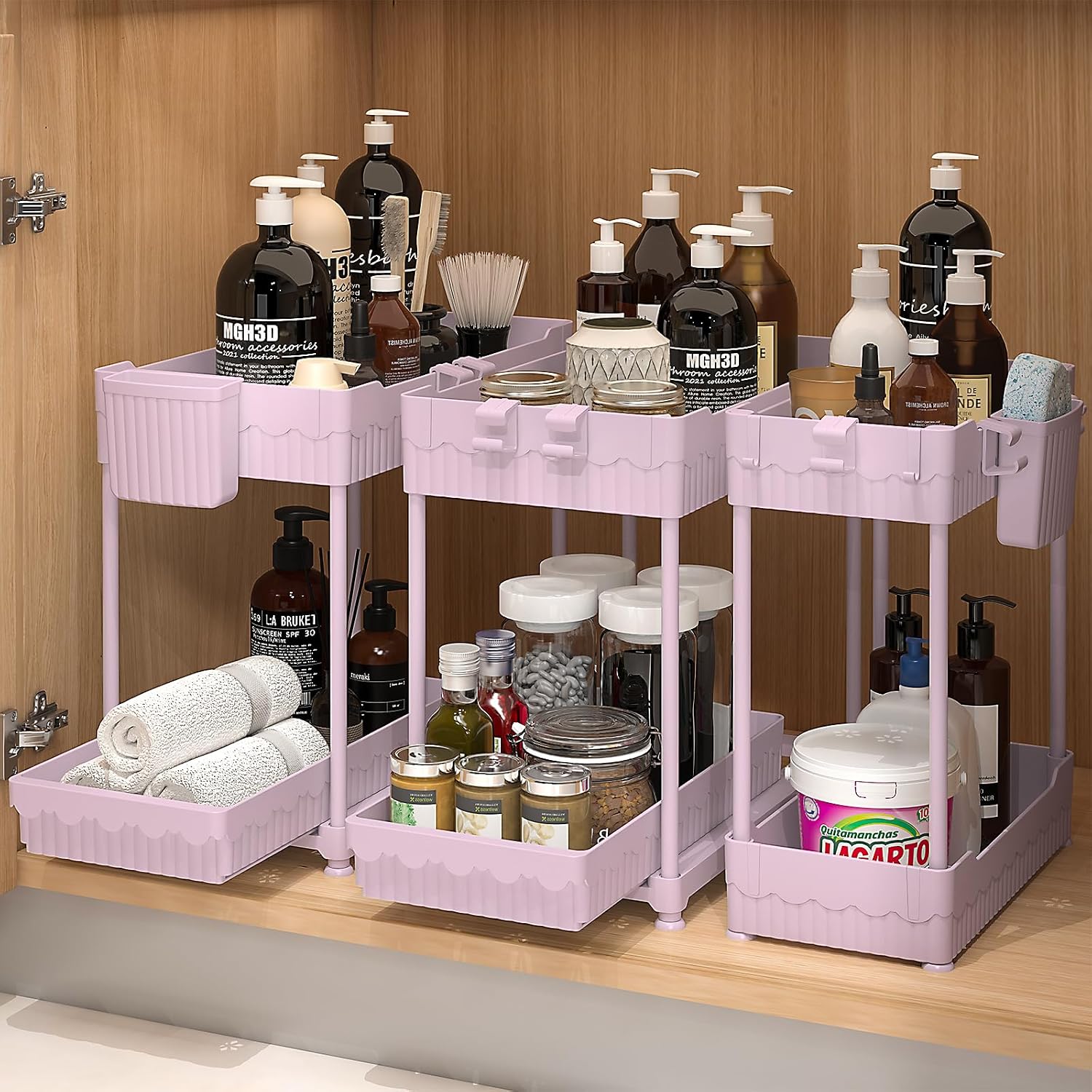 Under-Sink Organiser with Sliding Drawer, 3 Pack