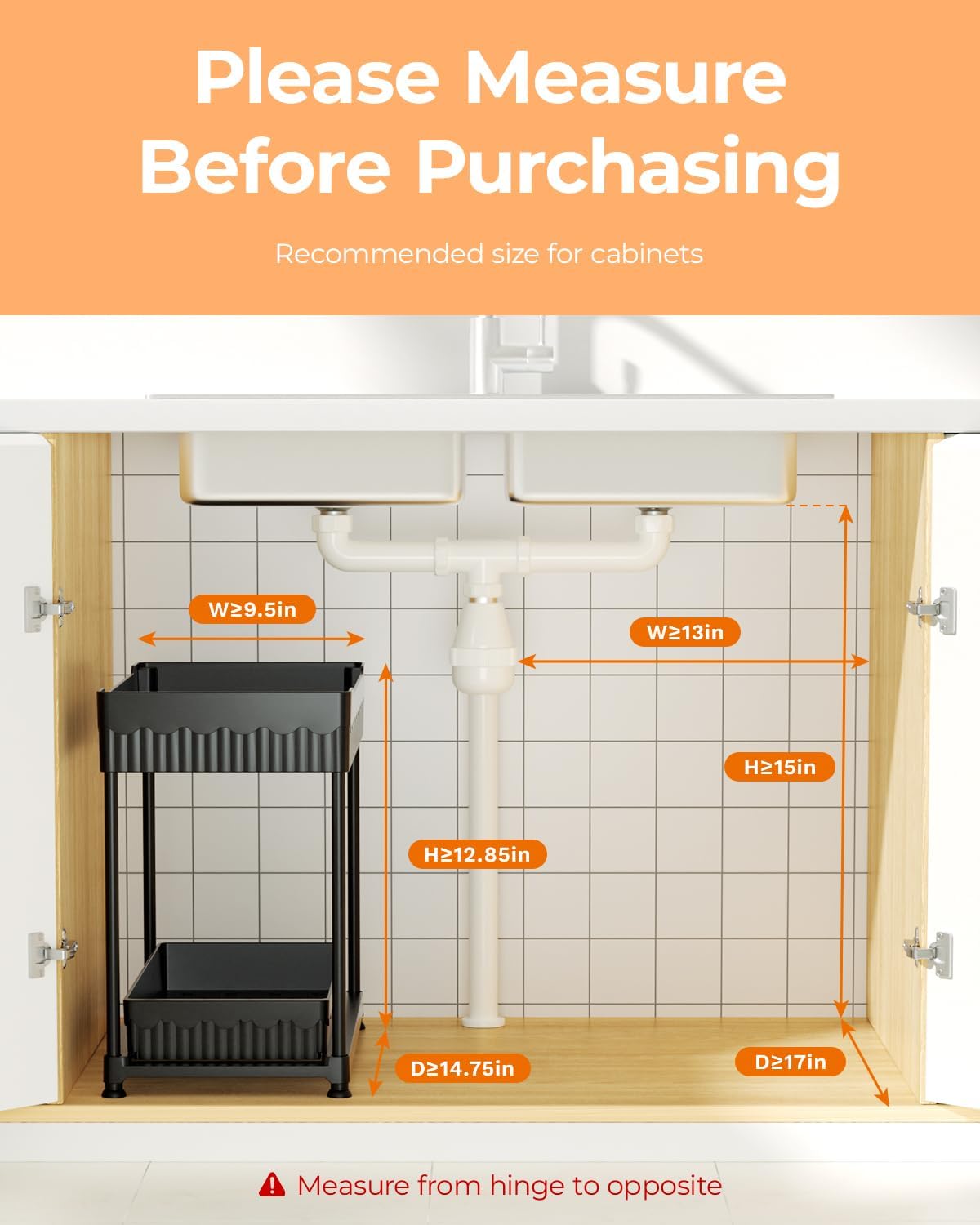 Under-Sink Organiser with Sliding Drawer, 3 Pack